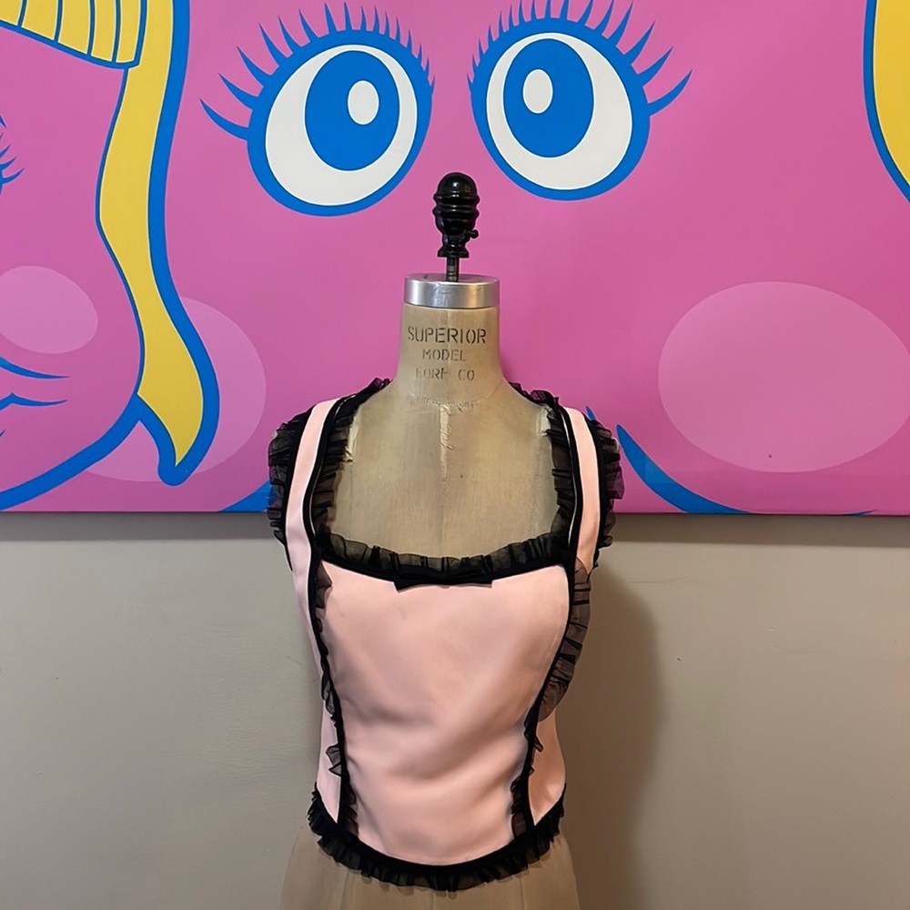 Moschino Cheap Chic Pink Black French Maid Bustier